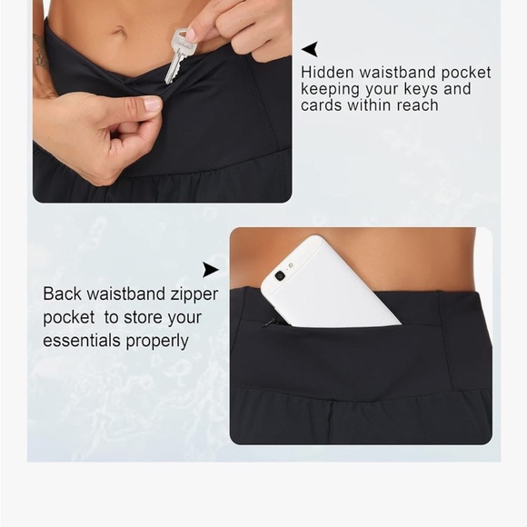 The Gym People High Waisted Black Running Shorts Quick Dry 3” Inseam Large - Picture 4 of 11